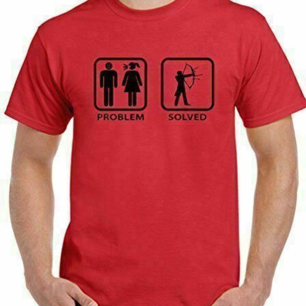 Archery T-Shirt Problem Solved Mens Funny Bow Arrow Target Equipment Club